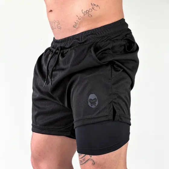 Shorts 2 em 1 Masculino Kong Original para Academia Treino e Corrida
