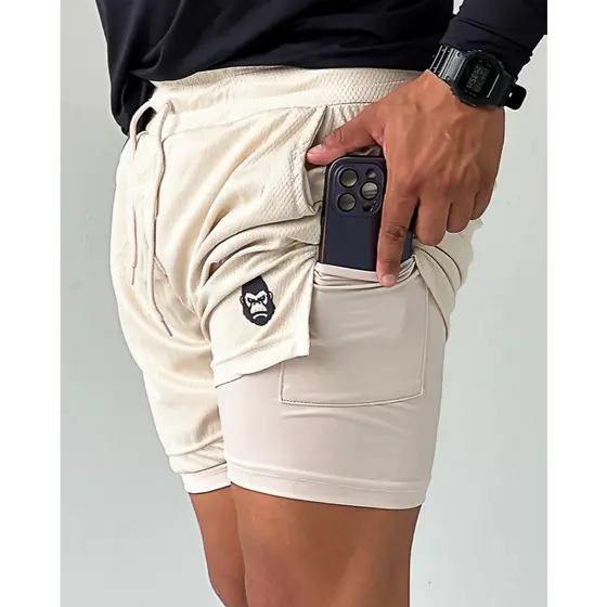 Bermuda Kong 2 em 1 Térmica Masculina Bege
