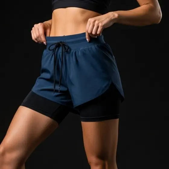 Shorts Fitness Feminino 2 em 1 para Academia Treino e Corrida