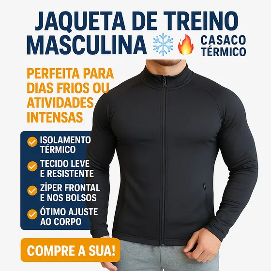 Jaqueta Térmica Masculina de Treino para Academia Corrida e Inverno
