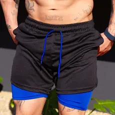 Shorts 2 em 1 Dupla Camada Academia Masculino