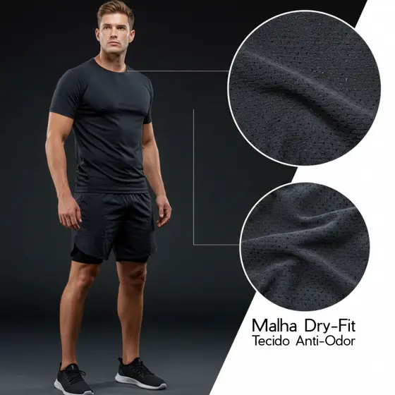 Conjunto Masculino Camiseta e Shorts 2 em 1 Masculino