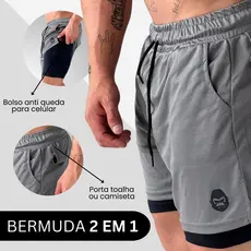 Shorts 2 em 1 Masculino Premium Kong para Academia Treino e Corrida