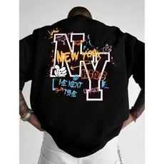 Camiseta Camisa Básica Masculina 100% Algodão New York Grafite Streetwear