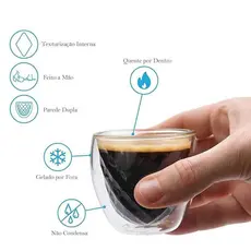 Copo Vidro Duplo Borossilicato Diamond de 80ml, nescafe nespress, servir café