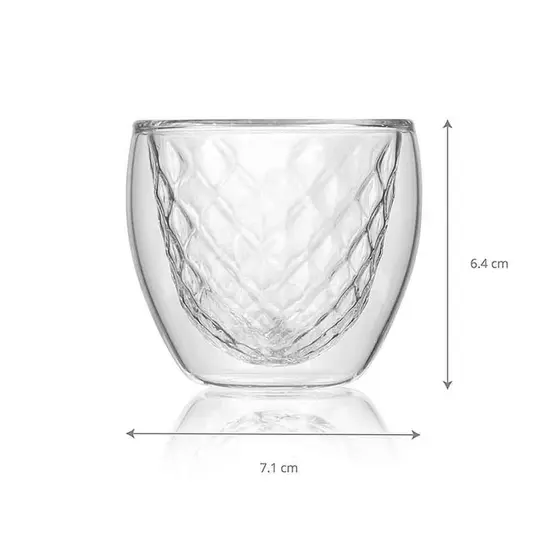 Conjunto 2 Copos Diamond de Vidro Duplo Borossilicato 80ml