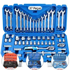 Kit de Ferramentas 37-94 Peças profissional jogo chave combinada soquetes e catraca grande