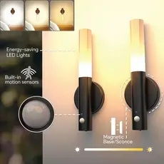 Luminaria Led Recarregável Sensor de Movimento Arandela de Madeira Minimalist Mesa Parede Magnética 3 cores ajustáveis