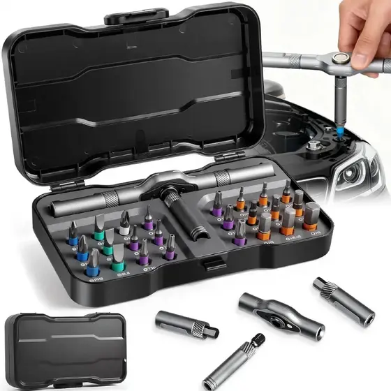Conjunto 24 em 1 Chave de Catraca Multifuncional Reversível com Bits Magnéticos, Ferramenta de Precisão Portátil