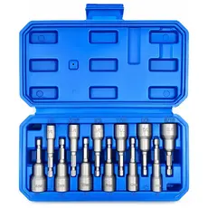 Kit De 12pçs Pontas Bits Soquetes Tipo Cachimbo Magnéticos 8-1/4mm Em Aço P/ Parafusadeira Ferramenta Profissional