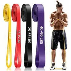 Kit 4 Faixas Elásticas Resistência Super Band Borracha Natural, Extra Forte para Treino Crossfit e Fitness