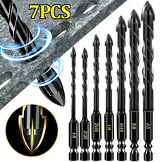 Kit 7 Brocas de carboneto Triangular Titânio Profissionais 3-12mm Para Fura Tudo