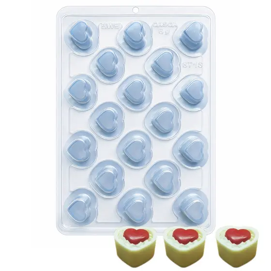Novidade! Forma Buffet Coração  BWB SP240 | 18 Cavidades | 3 Partes com Silicone | Chocolate Gourmet