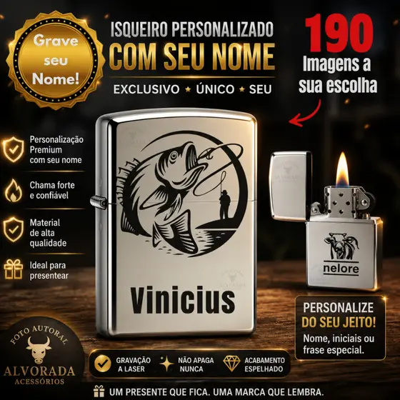 Isqueiro Personalizado Inox com Nome ou Logo de Empresa