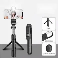 Bastão Pau de selfie Tripé Retrátil Com Luz LED Controle Bluetooth Celular SEL-6823