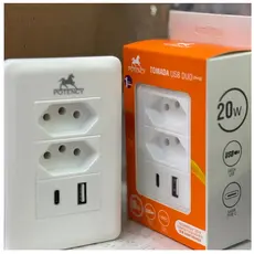 Tomada Parede Com 2  Usb E 1 TYPE -C CarregadoR TURBO 20W CP*102EX-5612/5613