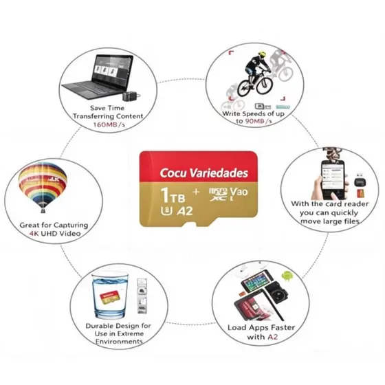Cartão de Memória MicroSD Classe 10 Ultra 8/16/32/64/128/256/512/1TB para Monitoramento Adaptador P8