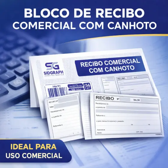 Kit 1 2 3 5 10 Bloco de Recibo Comercial com Canhoto talões com 50 Fls Comércio Autônomos