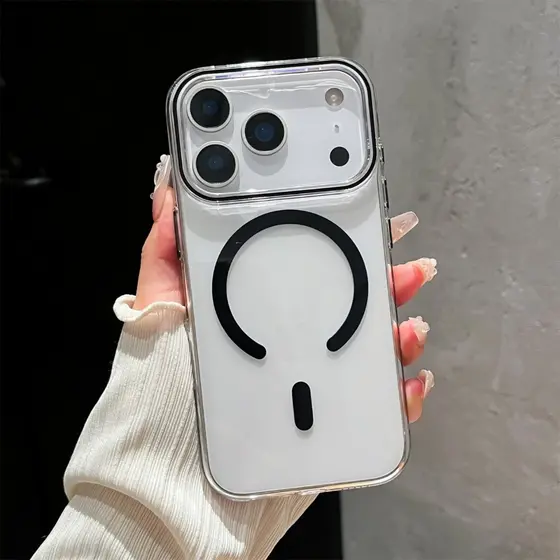 Capinha Magnética PC Rígida para iPhone 14/15/16/17 Pro Max Capa Antiqueda Transparente Premium Compatível com MagSafe