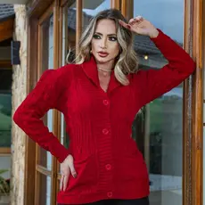 Casaco Feminino inverno cardigan aberto com botões