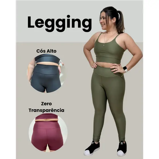 Calça Legging Grossa para Academia Cós Alto Zero Transparência