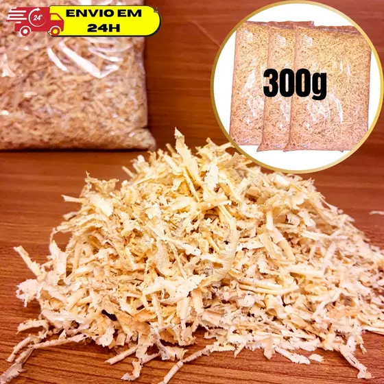 Serragem Madeira Hamster Seca Natural Roedores Composteira Jardim 300g