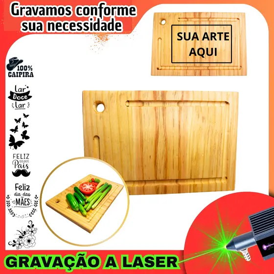 Tábua de Corte Carne Legumes Madeira Personalizada