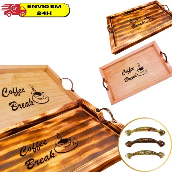 Bandeja Café da Manhã com Alça Cama Madeira Oferta