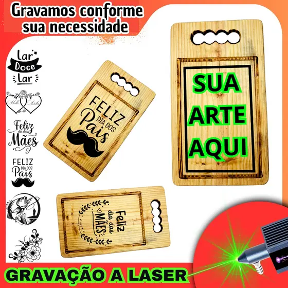 Tabua de Carne Madeira Grande Personalizada Gravação Pinus