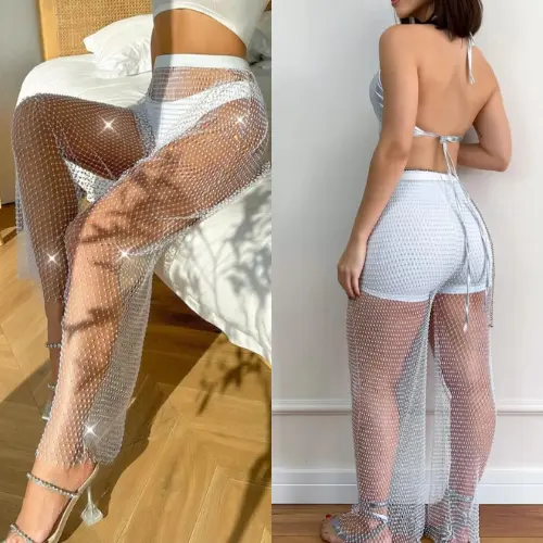 Calça Red,Telinha,Cintura Com Elastano Tecido Em Brilho Ponto De Luz