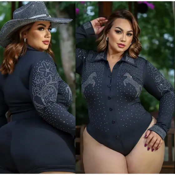 BODY CAVALO PLUS SIZE BODY COUNTRY MODA RODEIO MODA PECUARIA BODY ANA CASTELA BRILHO