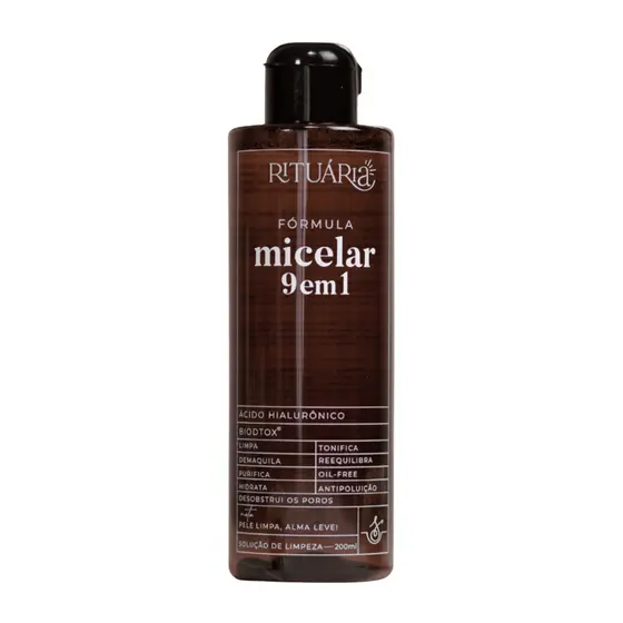 Fórmula Agua Micelar 9 em 1 Rituária 200ml Vegano Hialurônico BioDtox Sem Álcool