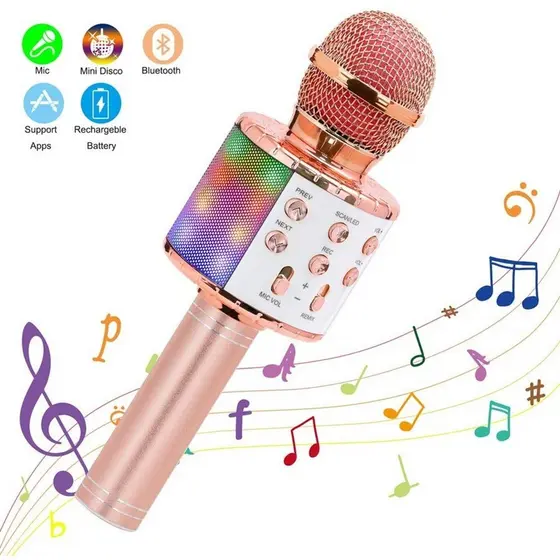 Microfone Infantil Bluetooth Karaoke Sem Fio • Efeito de Voz • Gravação • Selfie • Brinquedo Musical para Crianças