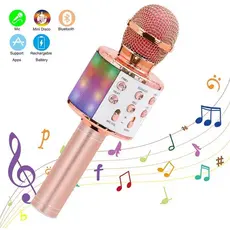 Microfone Infantil Bluetooth Karaoke Sem Fio • Efeito de Voz • Gravação • Selfie • Brinquedo Musical para Crianças