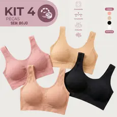 Kit 4 Top Sem Bojo Reforçado, Alças Largas para Sustentação e Tecido Macio e Confortável Sutiã Sutien Promoção