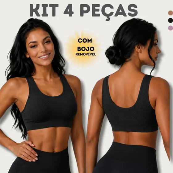 Kit 4 Sutiã TOP Sem Costura COM bojo, Alça Larga Macia e Tecido Confortável uso Diário e Práticas Esportivas