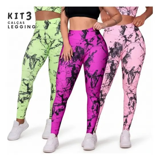 Kit 3 Legging Fitness Academia Cós Alto Sem Transparência