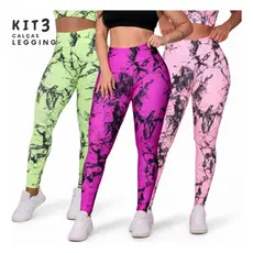 Kit 3 Legging Fitness Academia Cós Alto Sem Transparência