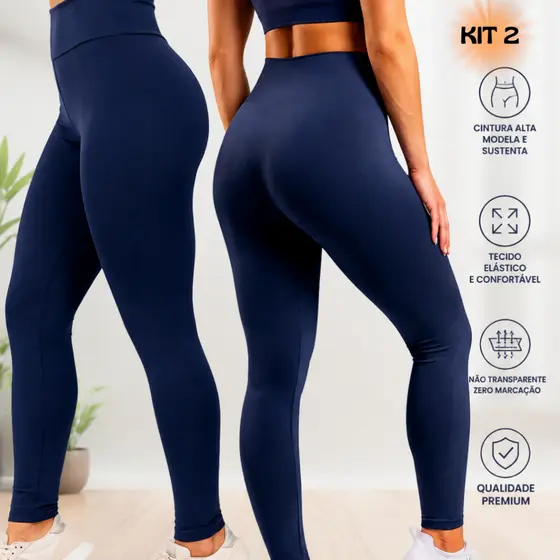 Kit 2 Calça Legging Flanelada Grossa Peluciada Fitness Academia Confortável