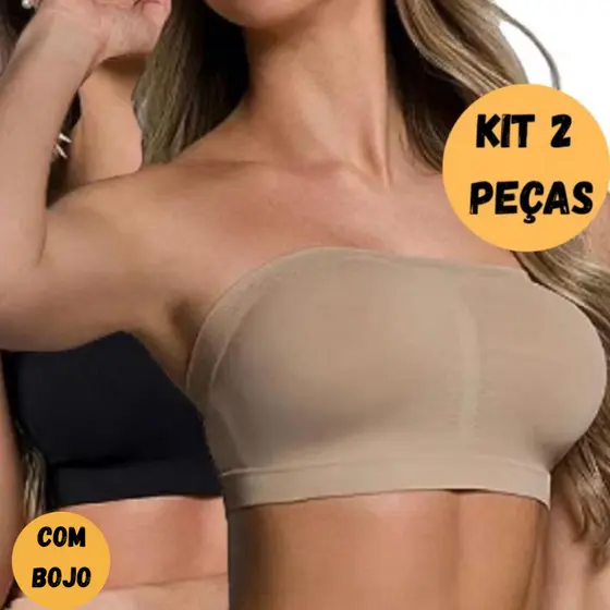 Kit 2 Top Faixa Tomara Que Caia Com Bojo Removível