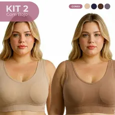 Kit 2 Sutiã Plus Size Reforçado com Bojo Tecido Firme e Macio