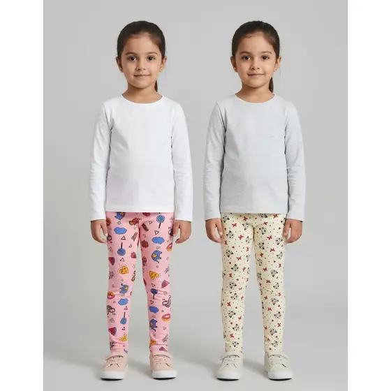 Kit 2 Calça Legging Infantil Feminina em Cotton Estampada Confortável e Macia