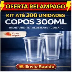 Kit Copos Descartável Transparente Plástico Versátil Higiênico 300ml