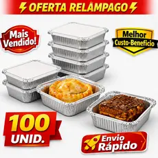 100/50/10 Marmita de Alumínio Com Tampa Retangular 220ml M90 Bolos Empadas Lembrancinhas Descartável