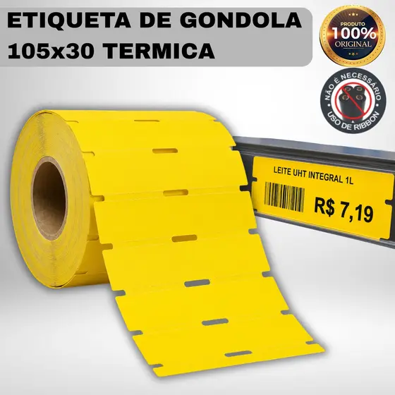 1 Rolo Etiqueta Gondola 105x30 Térmica Amarela NÃO USA RIBBON