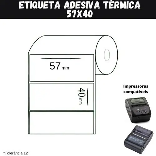 Etiqueta Adesiva 58x40 P/ Mini Impressora Ou Pos58 - 1 Rolos