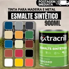 Tinta Esmalte Sintético Madeira e Metal Extracrill Alto Brilho 900ML OU 225ML Base Solvente