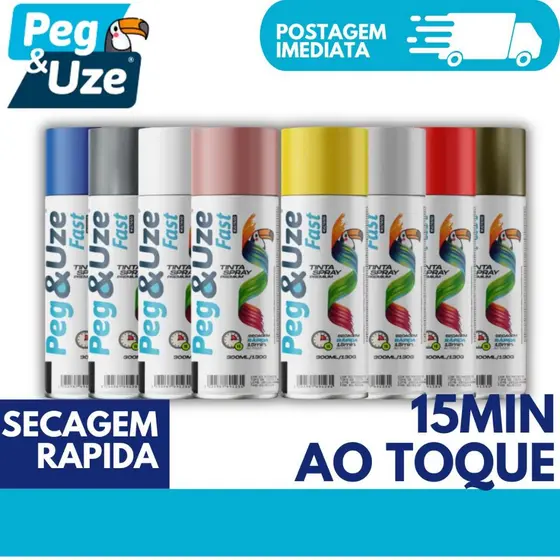 Tinta Spray Peg&Uze Premium 300ml Multiuso Primer Alta Cobertura Acabamento Profissional Seca Rápido