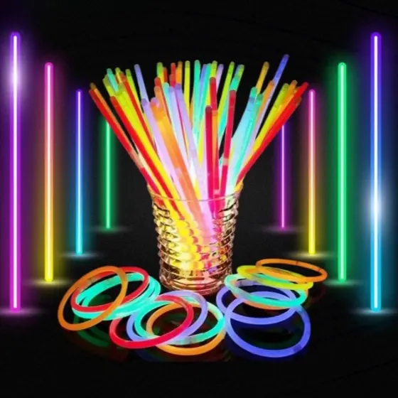 Kit 100 Pulseira Neon Fluorescente Festa Evento Alto Brilho Carnaval Folia