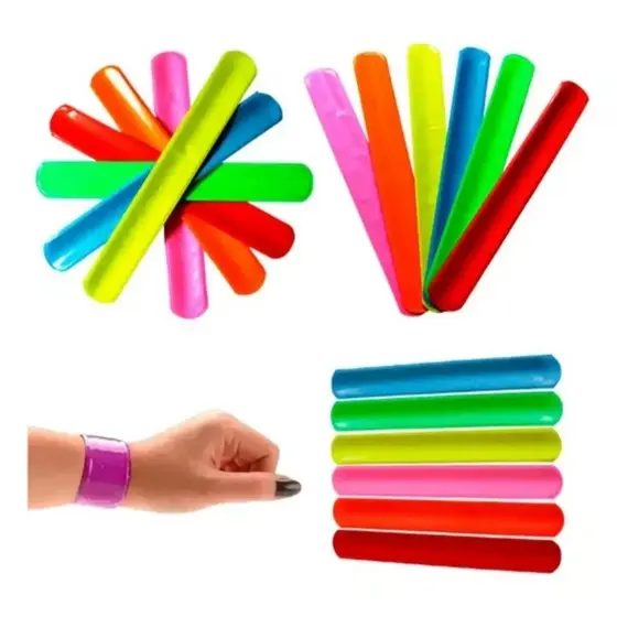 Pulseiras Bate Enrola Coloridas Lisa Coloridas Festa Aniversários Balada Casamento Eventos 21cm